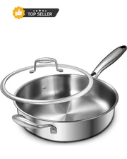 12 Inch Tri-Ply Stainless Steel Frying Pan, 5-Quart Deep Saute Pan with lids,...