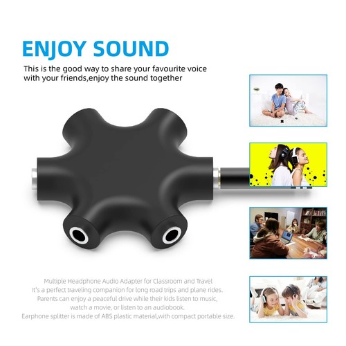 3.5mm Multi Headphone Audio Splitter 5-Jack Female Connector Adapter with 3.5... - Picture 3 of 7