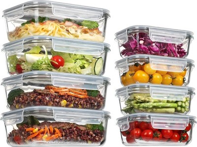 Vtopmart Glas Mahlzeit Vorbereitung Behälter mit Deckel, 8er Pack Stapelbar BPA Frei Mittagessen B