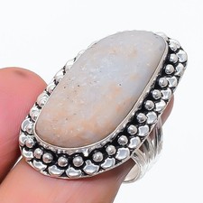 Orange Aventurine Gemstone Handmade 925 Sterling Silver Jewelry Ring Size 8 n342