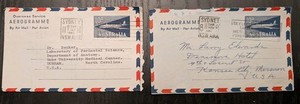 2 AUSTRALIA AEROGRAMME Postal Stationary Collection Envelope Covers Sydney USA 