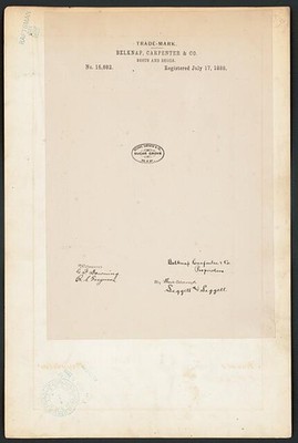 Columbus OH Belknap Carpenter & Co 1888 Sugar Grove Boots Shoes Trademark