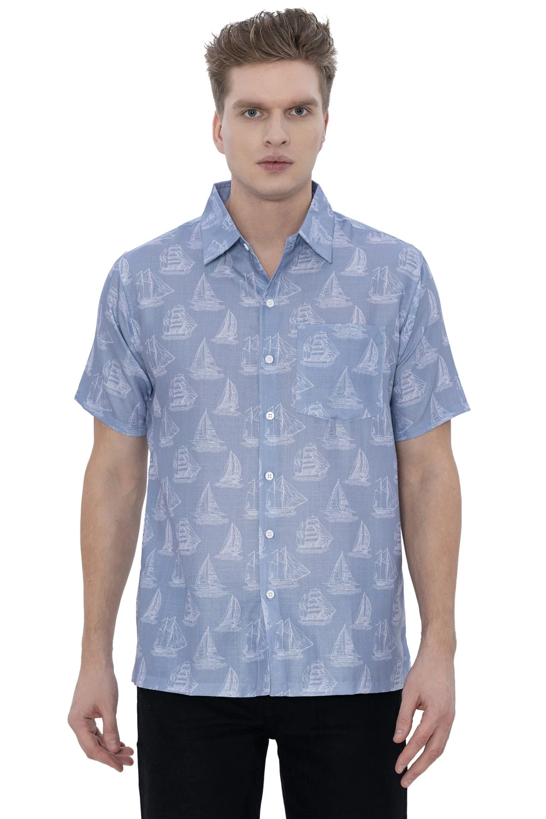 HAPPY BAY Men's Hawaiian Shirt Fashion Button Down Short Sleeves Holidays Aloha