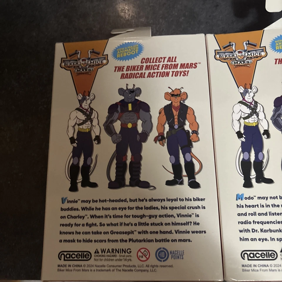 Biker Mice from Mars Action Figure Lot Of 3 Modo Throttle Vinnie Nacelle 2024 - Image 4 of 4