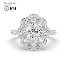 Oval Diamond Engagement Ring 14k White Gold Labgrown 2.75 Ct Solitaire