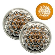 4" Round LED Recessed Amber Strobe Light/Clear 2PC Without Grommet Clear Lens