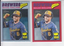 2 - 2026Topps Heritage ISAAC COLLINS Chrome Refractor + Red Border Brewers #102