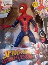 Spiderman Maximum Venom with Venom Gear Web Action Hasbro 12" Damaged Box