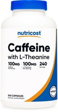 Nutricost Caffeine with L-Theanine, 100mg of Each, 240 240 Count Pack 1 