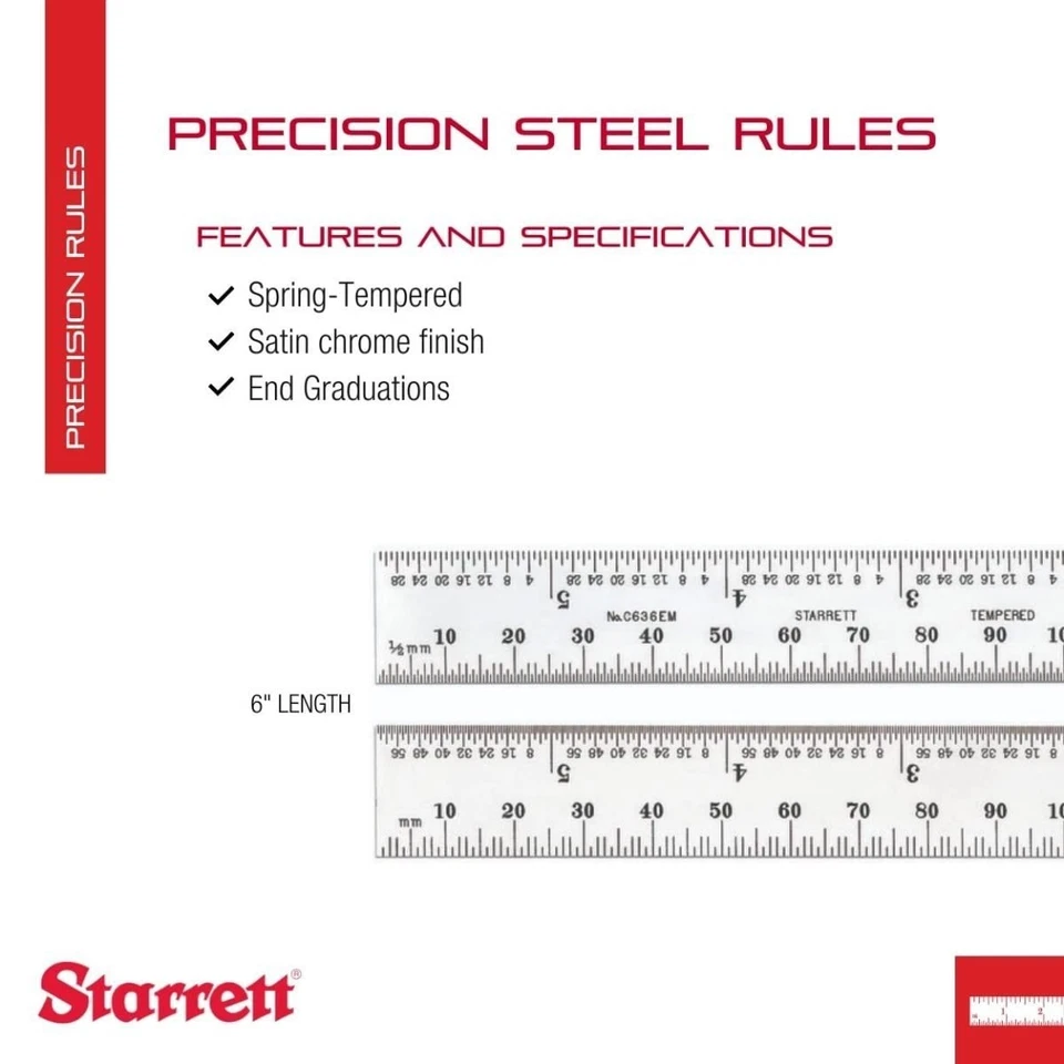 High-Quality 6" Steel Rule - Inch & Millimeter Graduation - Image 4 of 4