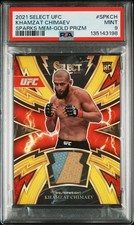 2021 Select UFC - Sparks Khamzat Chimaev #SP-KCH Gold Prizm /10 RC Relic PSA 9