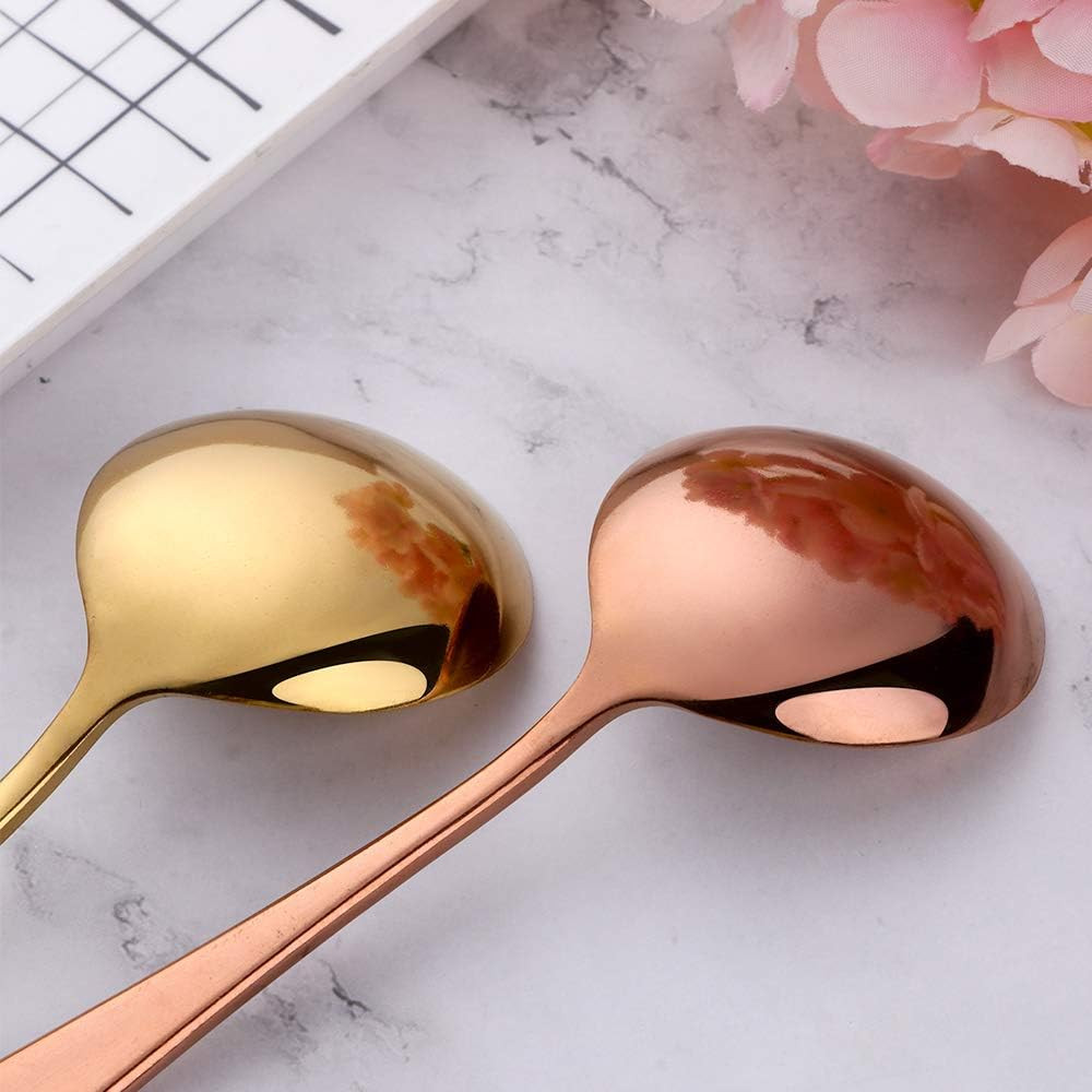 8 Piece Soup Bouillon Cereal Spoon, Stainless Steel Soup Spoons,6.2 Inch round B