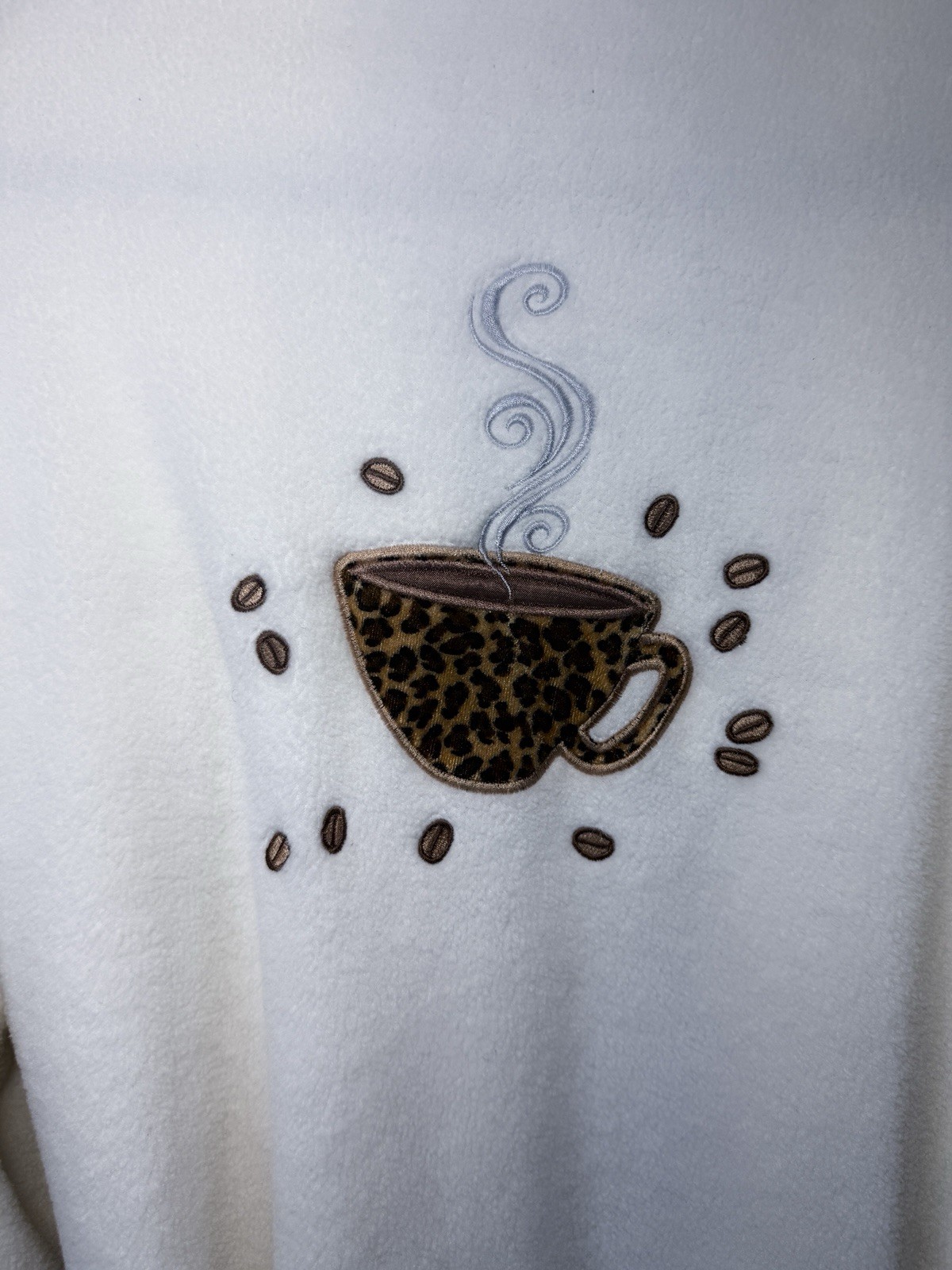 Vtg Delicates Java Coffee Robe Cream Plush Fleece… - image 4