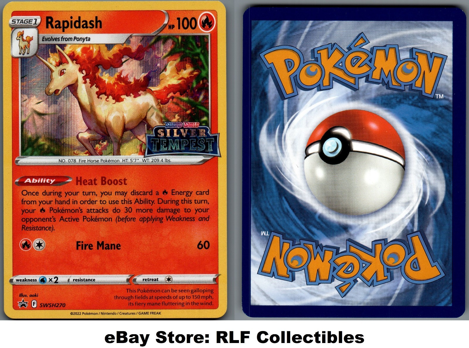 2022 Pokemon, Sword & Shield Promos, #SWSH270 Rapidash, Holo Black Star Promo