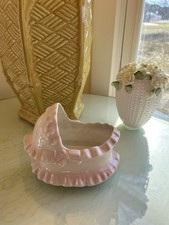 Vintage Ceramic Baby Bassinet Planter