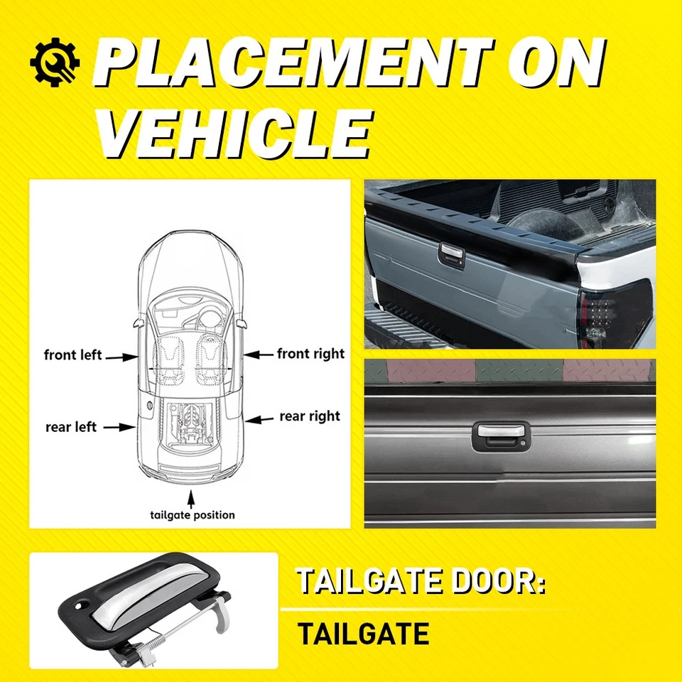 Chrome+Black Tailgate Handle For 04-16 Ford F150 F250 F350 Lincoln Mark LT 1-10x - Image 3 of 4