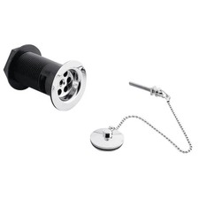 Brass Basin Waste Plug and Chain Bathroom Sink Drain Fitting Chrome Finish