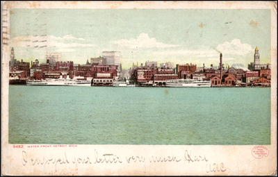 #ad Water Front DetroitMichigan 1906 Postcard Y766 $4.29