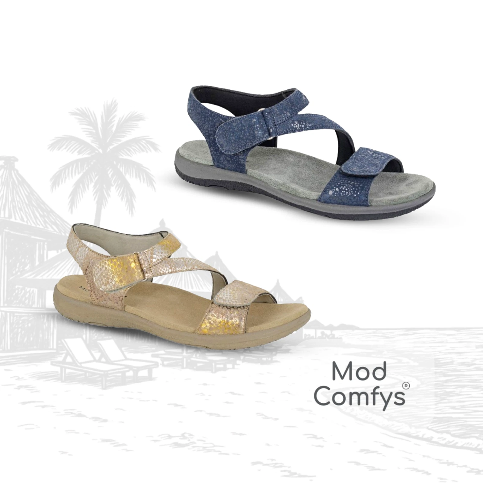 Womens Suede Sandals Touch Fastening Soft Lightweight Summer Mod Comfy Shoes