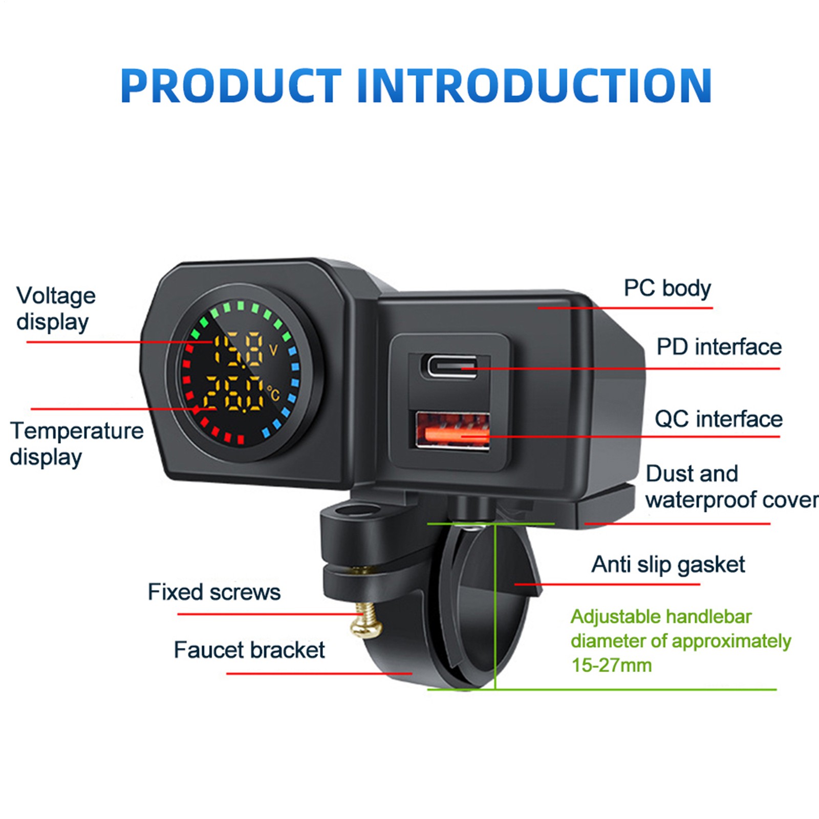 USB Outlet With Fast Charging Outlet Socket Double Motorcycle Handlebar charming