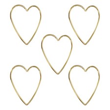 5Pcs 3" Heart Dream Catcher Metal Macrame Rings Wreath Rings Floral Hoops Gold