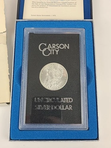 1884-CC MORGAN CARSON CITY UNCIRCULATED SILVER DOLLAR GSA HOLDER & COA
