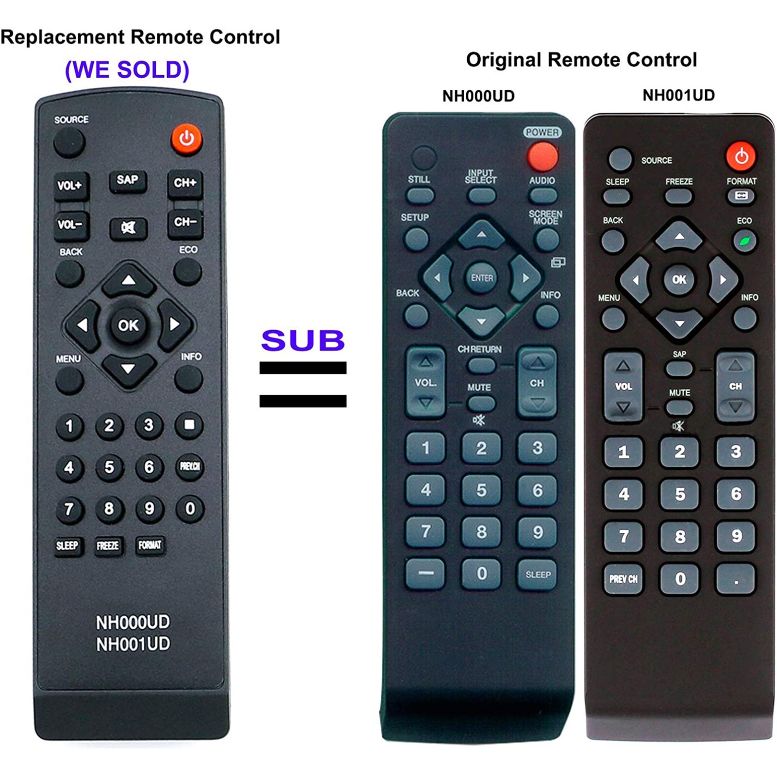 NH000UD Replace Remote Control fit For Emerson TV LC320EMFX 