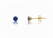 14K Yellow Gold 3mm Birthstone Round Shaped Stud Push Back Earrings for Women