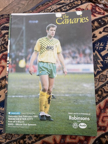 Norwich City V Manchester City 02/02/91 Division One