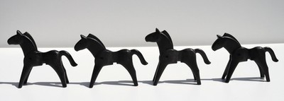 Vintage Playmobil schwarze Pferde x4 Western Bauernhof Geobra 1974 Ersatzteile Konvolut