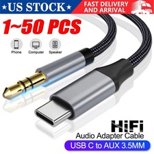 TypeC to Aux Cable USB Type-C Male To 3.5mm Cord Car AUX Music Audio Adapter LOT