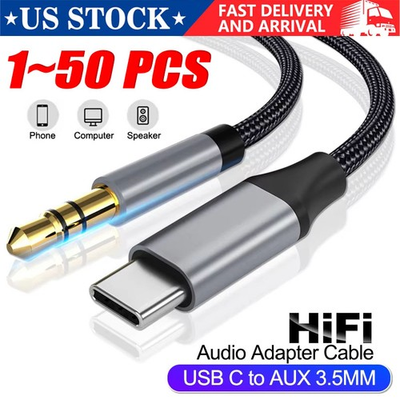 #ad TypeC to Aux Cable USB Type C Male To 3.5mm Cord Car AUX Music Audio Adapter LOT $32.42