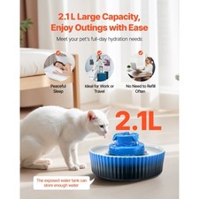 VEVOR Ceramic Cat Water Fountain, 2.1L/71oz Cupcake Pet Fountain, Porcelain Cat