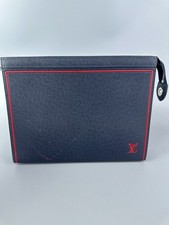 Louis Vuitton Pochette Voyage Taiga Grain Leather Document Pouch Medium blue