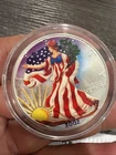 2002 PAINTED AMERICAN EAGLE WALKING LIBERTY 1 OZ FINE SILVER $1