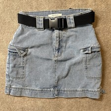 PacSun Cargo Denim Mini Skirt Belted/Buckle Womens Size 25 Y2k Style