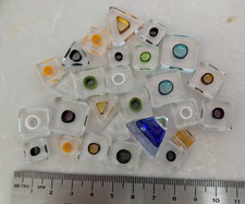 Lot of 20-25 Multicolor Sliced Furnace Glass Beads Assorted Sizes Colors