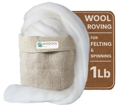 Kondoos Merino Wool Roving 1 Lb. Best Wool For Needle Felting Wet Felting