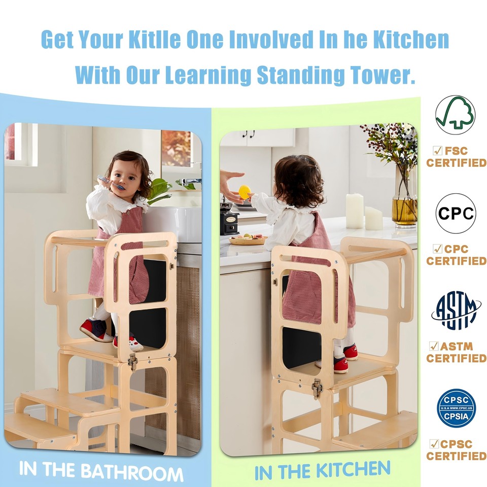 Toddler Tower, Toddler Kitchen Stool Helper, Kitchen Step Stool for