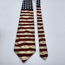 58" County Seat American Flag Patriotic Tie Cotton Men’s Necktie USA Made - EUC