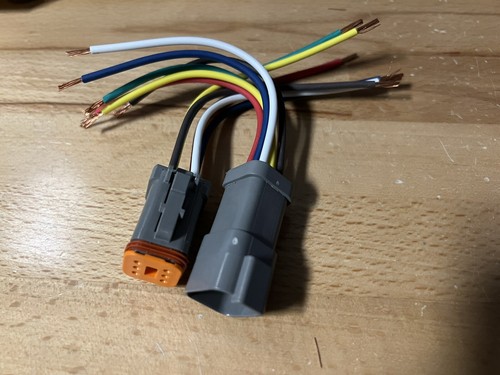 E003 Waterproof 14 AWG Assembled Deutsch 6 Pin Harness connector 6" wire Pigtail - Picture 2 of 2