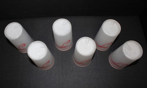 Set of 6 Federal Glass Red Monogram “T” Clear Satin Frosted Tumbler Set - Picture 5 of 7