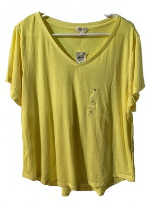 NWT 2X Style & Co Yellow V Neck Soft T-shirt