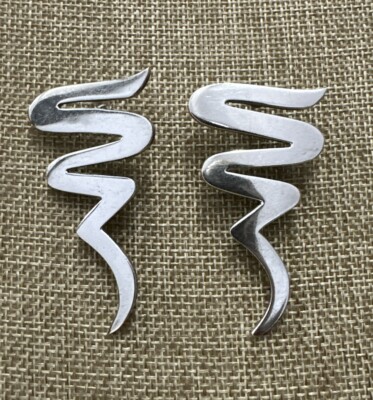 Vintage STERLING SILVER 925 Pierced EARRINGS Mexico MODERNIST