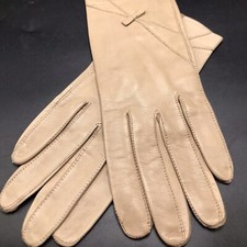 Tan Soft Leather Driving Gloves Womens Sz Small XS 6 Vintage Bow Detail