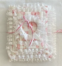Photo Album Fabric Lace Butterflies & Ribbons Padded Tiers 28 Pages Handmade