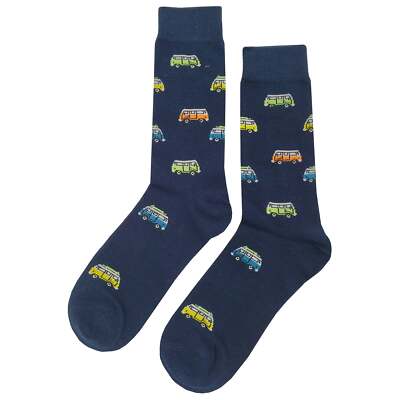 NWT Car Bus Dress Socks Novelty Men 8-12 Multicolor Crazy Fun Sockfly