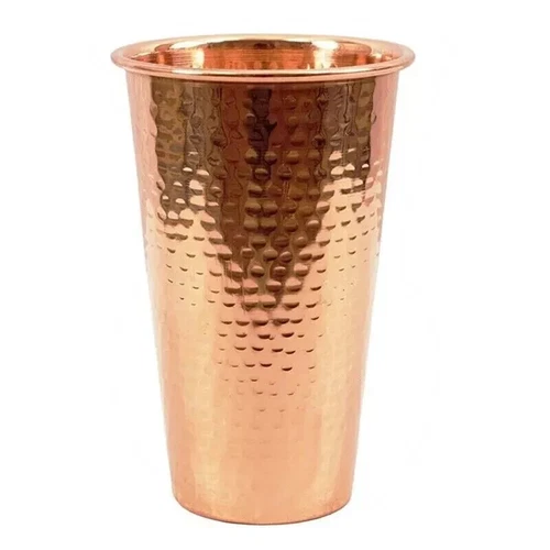 100% Pure Copper Water Glass Beautiful Hammered Drinking Tumbler Set Of 2 PCS - Picture 3 of 3