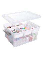 Citylife 17 QT Plastic Storage Box with Removable Tray Craft Organizers and Stor
