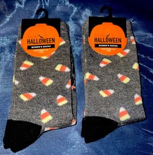 Halloween Socks Candy Corn Womens   Shoe Size 4 -10 But First Candy 2 Pairs NWT
